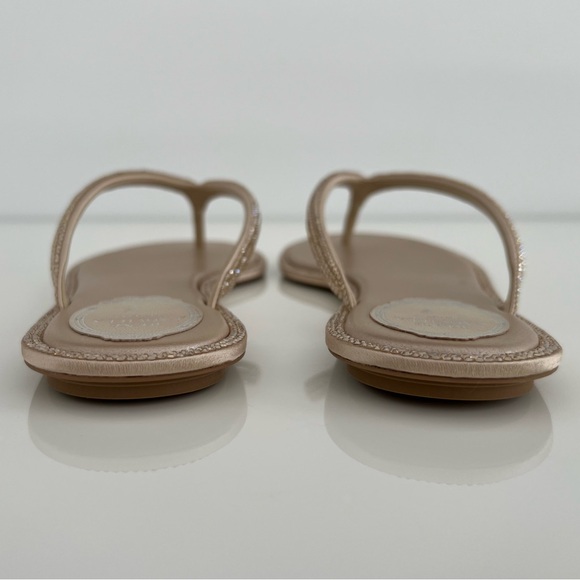 RENE CAOVILLA DIANA BEIGE SATIN HONEY STRASS SANDALS SIZE IT 38 / US 38 NIB! - Picture 15 of 17